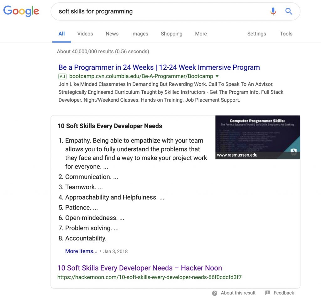 Problem-solving without code: Google search for coding soft skills