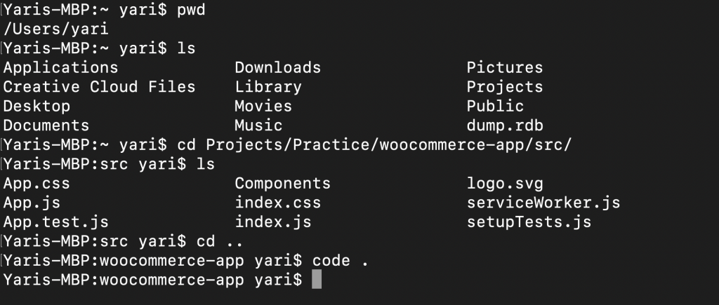 The terminal command used to open the code editor at the root directory