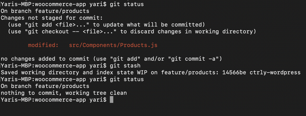 git status command to check if tree is clean