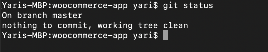 Terminal MAC luego de entrar 'git status'