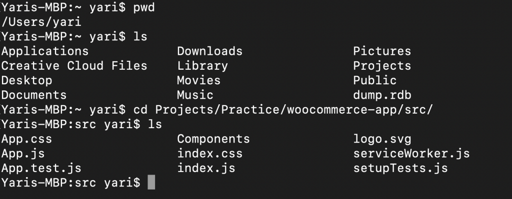 Terminal MAC imprimiendo contenido del archivo src