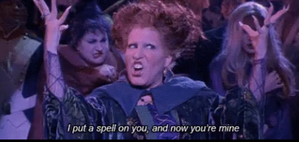 Women in Web development: screen shot from "I put a spell on you scene" from the movie Hocus Pocus