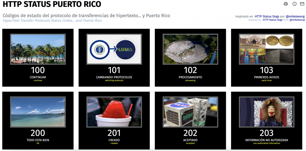 HTTP Status Code Puerto Rico website's home page
